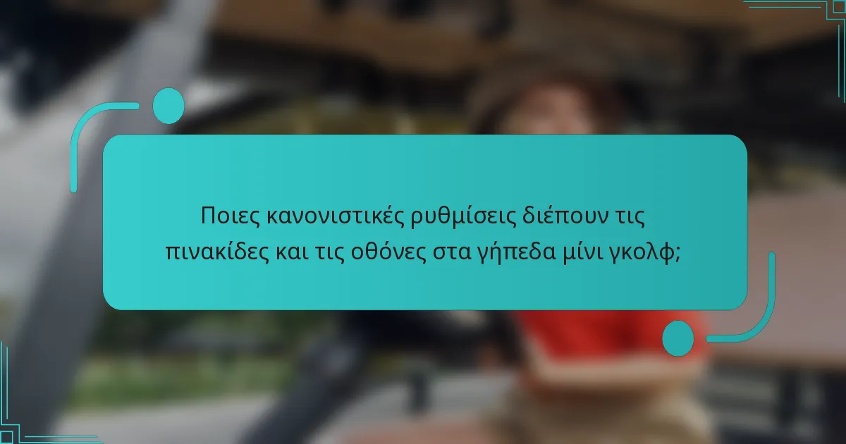 Ποιες κανονιστικές ρυθμίσεις διέπουν τις πινακίδες και τις οθόνες στα γήπεδα μίνι γκολφ;